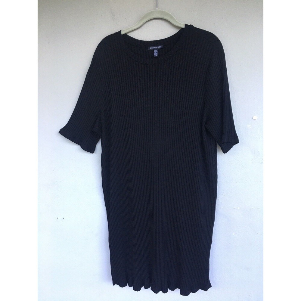 Eileen Fisher Black Ribbed Tunic Top